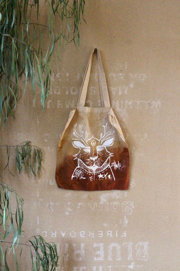Zhinh - Roger/Celebration of Life Print Tote Bag - Limited series - Hand dyed - Screen Printed- Organic Cotton- Grocery bag/Book Bag/Picnic Bag