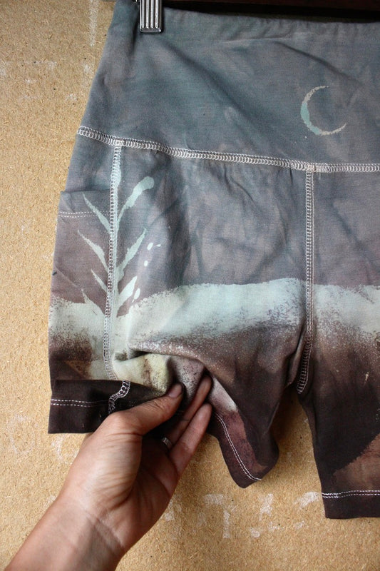Small - Landscape Soothe Biker Shorts - 96% Cotton 4 % Spandex - 2 pockets - active wear