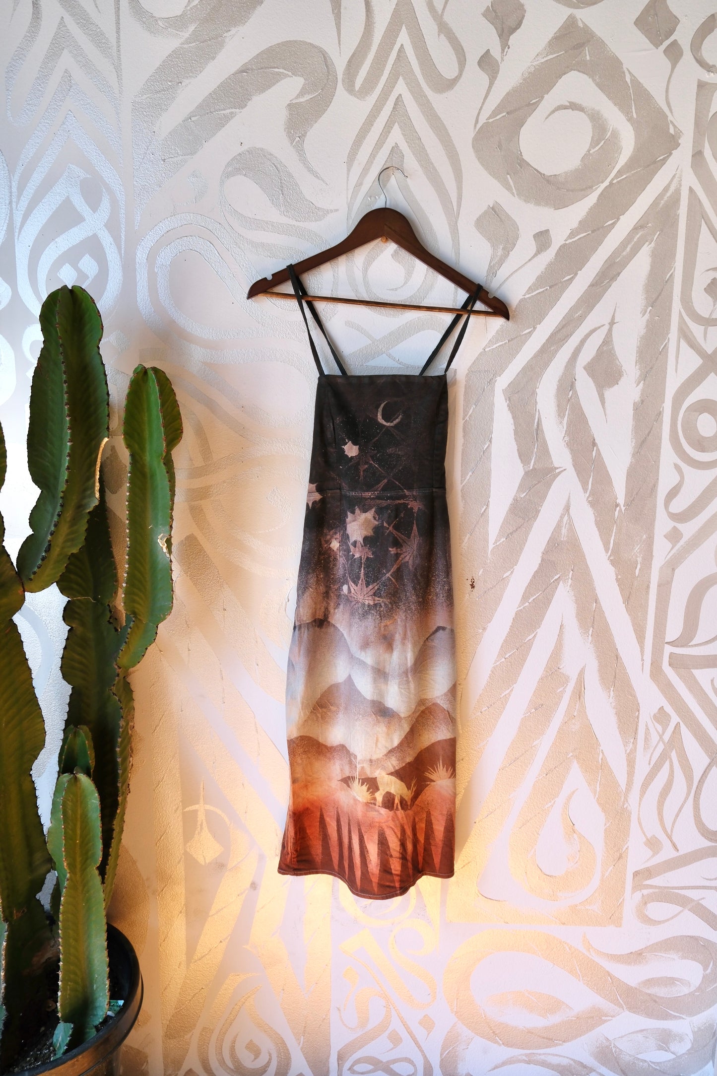 S/M -  Tesselation Overcast Sky - Dress - Tie Back & Zipper - 50% Linen  48% Rayon  2% Spndx - Adjustable Straps-Upcycled Regenerazhinh -OOAK - Recommended for Heights 5.8 ft and under