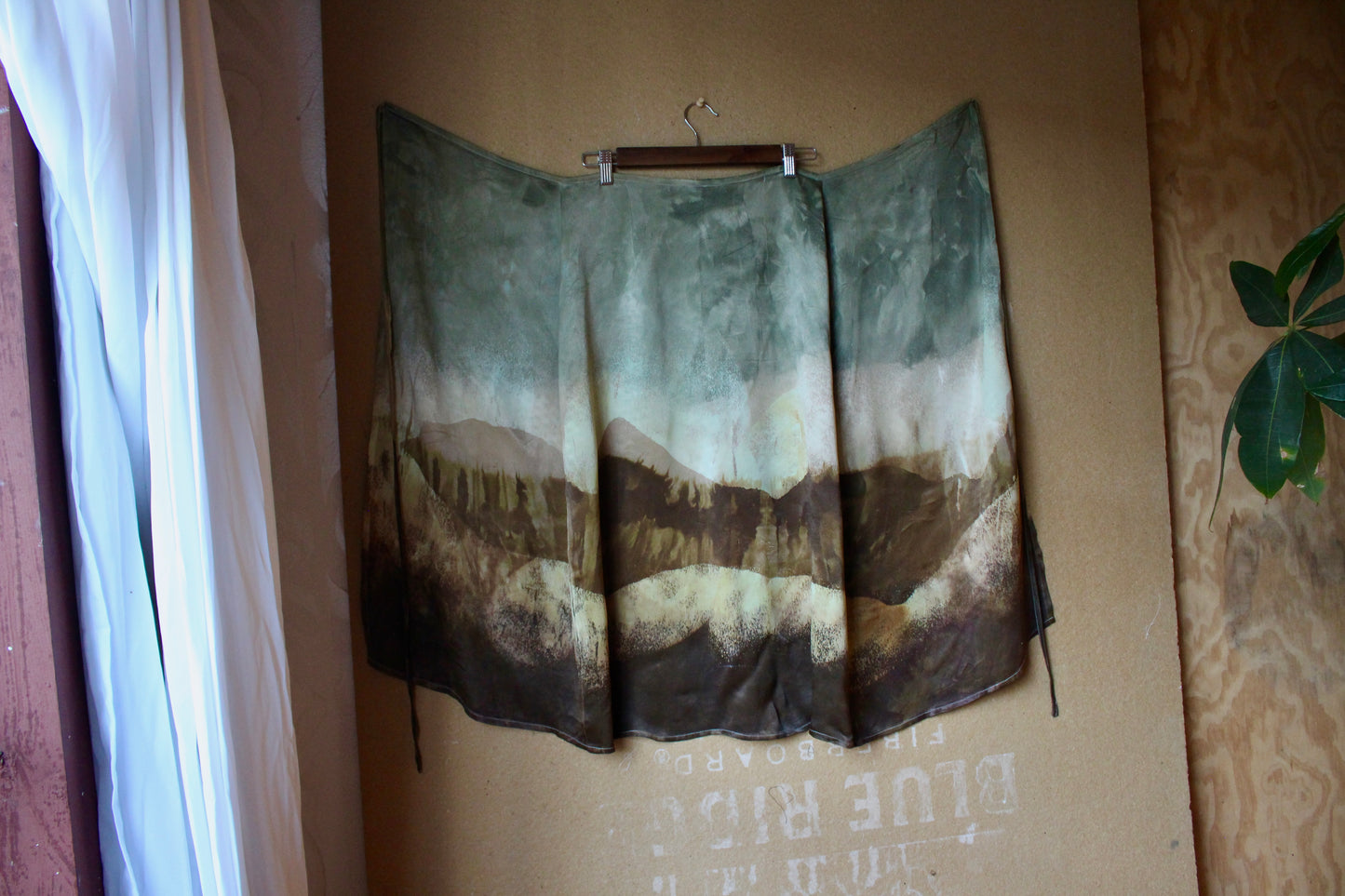 XS/S - RTS OOAK Landscape Tapestry Wrap Skirt - Made from Orange Peel Waste "Silk" Midi Skirt