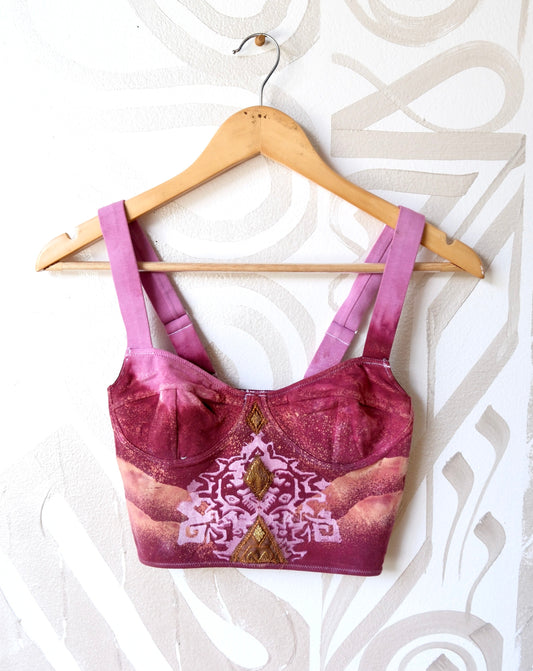 LARGE -The Peony Empress- RTS -Cotton Corset Bustier Tank Top- 90% Organic Cotton, 10% Elastane - 4 way stretch - Ready to ship
