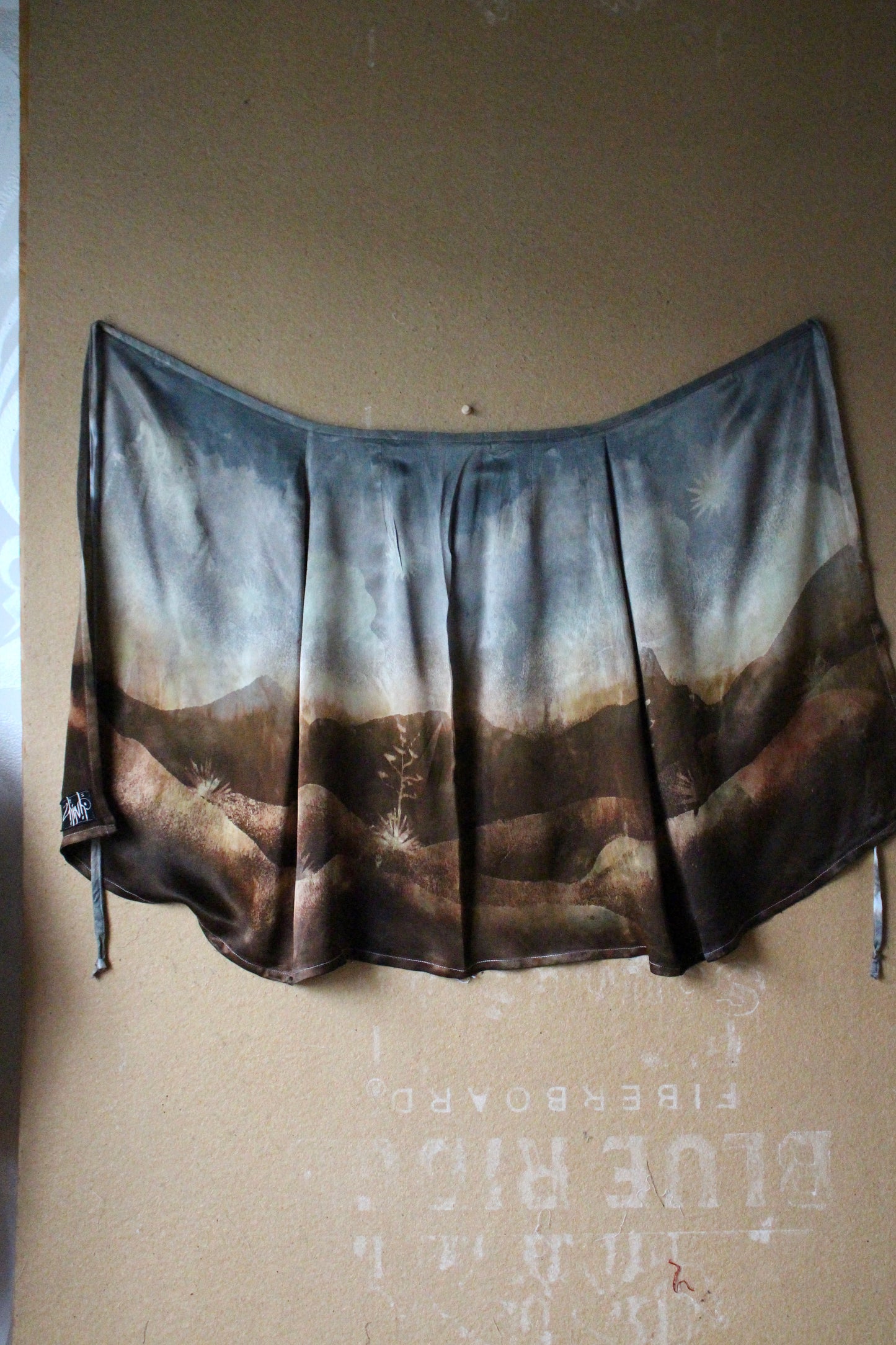 S/M - Landscape Tapestry Wrap Skirt - Orange Peel "silk"