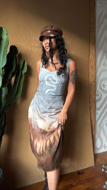 XS - Serpent Bones Ciontinuum- Light Blue Corset Top- Full Length  - 100% Heavy Weight Cotton French Terry - Deadstock Fabric (Copy)