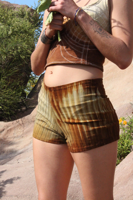 Rusty Steel Garage Door Ribbed shorts - Made from Ribbed Organic Cotton/ Spandex - undergarment/ loungewear/ active wear Deadstock fabric