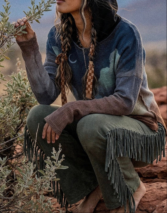 SALE -Restocked! Agave Mineral Wash -Ready To Ship - S/M/L/XL Chap Fringe Legging Semi Flares -Pants - Lounge/Yoga/Dancing/Festival wear -Made In LA, California - super soft - sturdy medium/heavy weight - 96% Cotton 4%Spandex