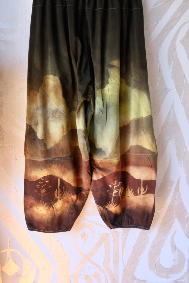 Fits S/M/L -  High Desert Landscape-  Parachute pants - made from 96 cotton 4 spnx