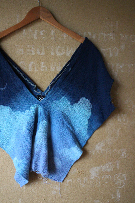 XS/Small - Midnight Blue Skies - Henka Top  - 100% Open Weave Cotton - Deaadstock - regenerazhinh
