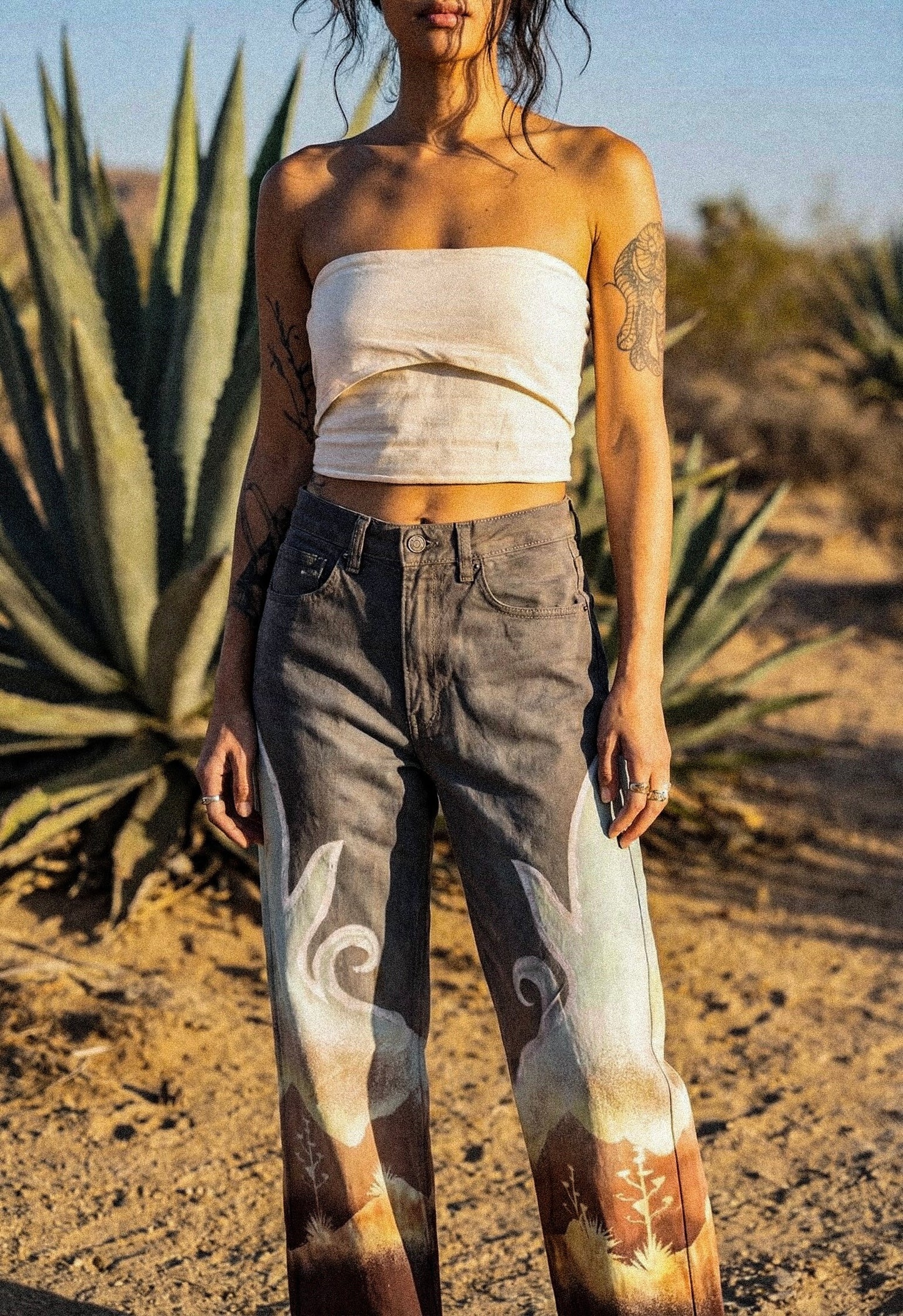 Small/Medium Size 4- Landscape - Temple Swirl -100% cotton Heavy Duty-   Regenerazhinh Upcycled Pants