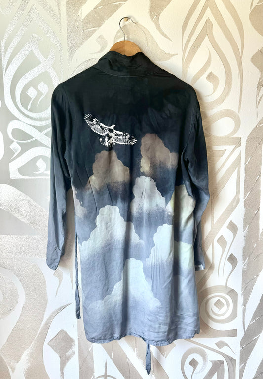S/M Organic -Organic Lotus agricultural waste Midnight Cloudy Skies - Hawk is optional :)