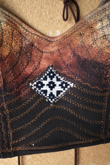 New! XS/S - Autumn Ferment - Corset Bustier Top - Deadstock Fabric - 100%Cotton thick heavy duty french terry