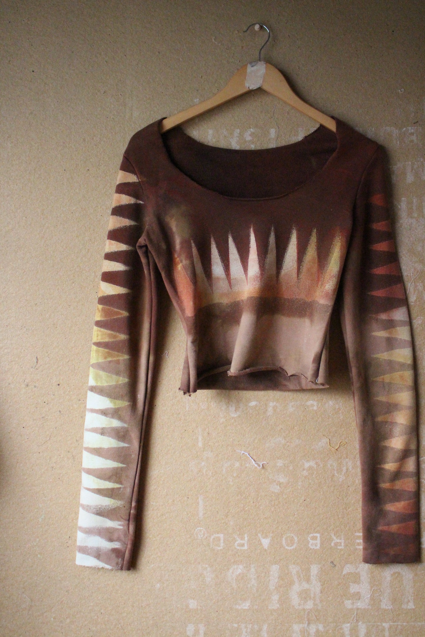 XS/S - Mountainous Long Sleeve Top - 100% Smooth soft thick heavy weight Cotton French terry - Deadstock