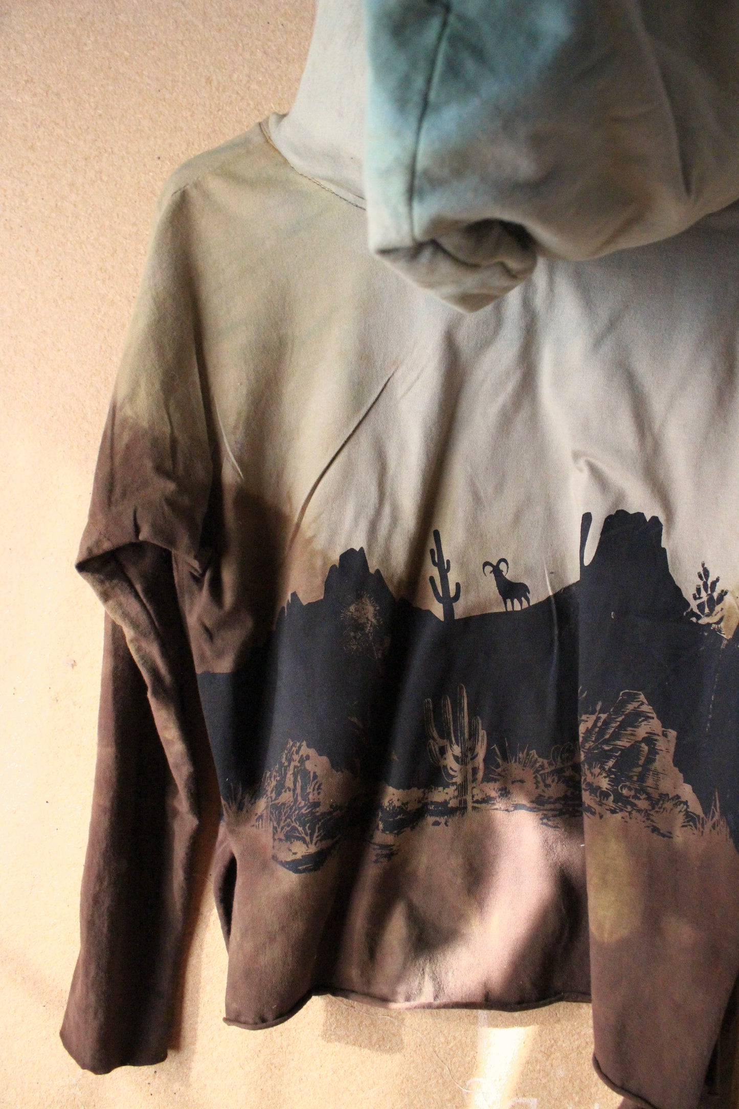 Small/Medium - -OOAK Grand Risings on the Canyon -Oversized Hood Hoodie Long sleeve Shirt - Soft- 100% Cotton - Deadstock fabric - Regenera-zhinh