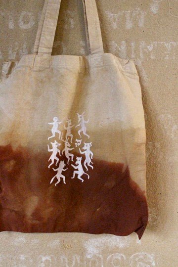 Zhinh - Roger/Celebration of Life Print Tote Bag - Limited series - Hand dyed - Screen Printed- Organic Cotton- Grocery bag/Book Bag/Picnic Bag