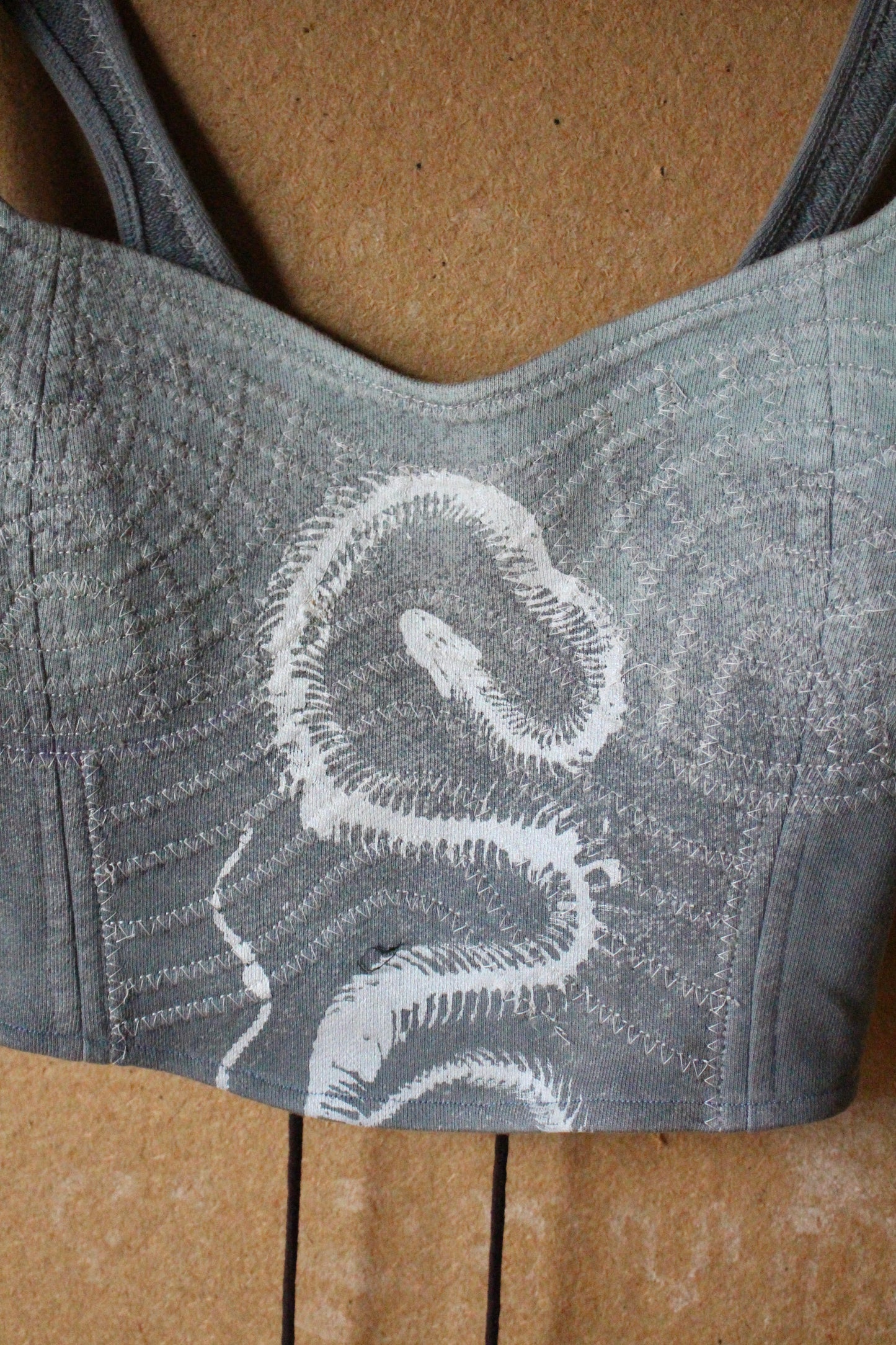 XS - Serpent Bones Ciontinuum- Light Blue Corset Top- Full Length  - 100% Heavy Weight Cotton French Terry - Deadstock Fabric (Copy)