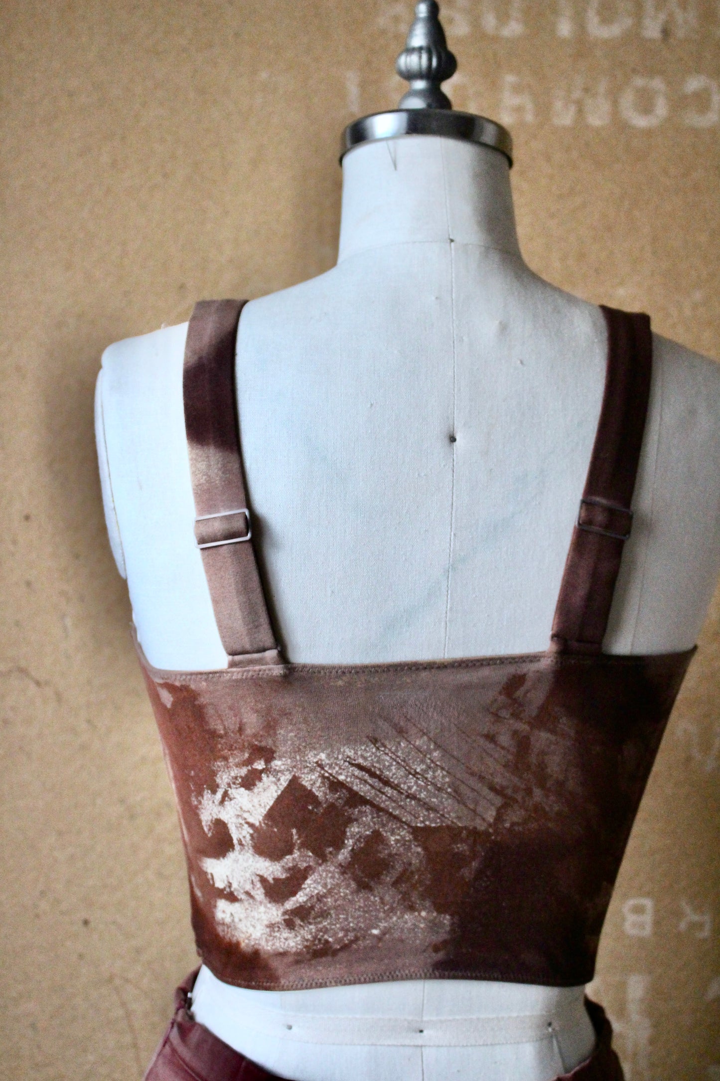 Small- OXIDATE- Rusty- Cotton Corset Bustier Pull over Tank Top- 90% Organic Cotton, 10% Elastane - 4 way stretch- OOAK