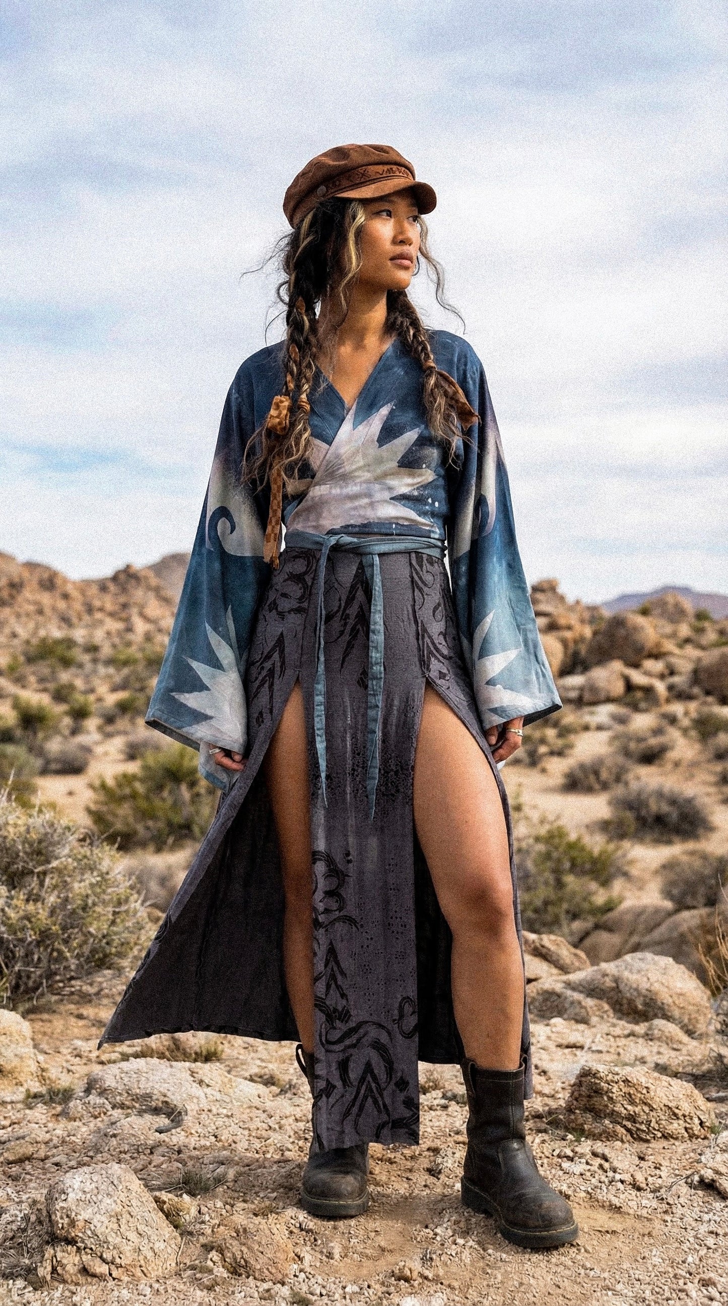 Pre-Order (MTO) - Midnight Dream Swirl Kimono Wrap Top - 4-6 weeks- XS-XL Made from Lotus waste fabric- Milky soft