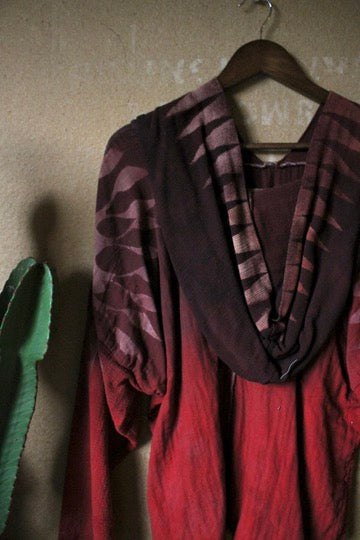 Medium - Embers LunaDala - Mountainous hood -Slouchy Long sleeve Hoodie  - Oversized Hoodie - 100% Triiple Layered heavy weight oRganic cotton Gauze - Warm - Cotton open weave sleeves and hood