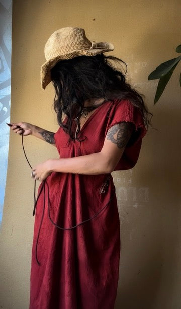 RTS - Petite (XS/S/M) -The Bleed Henka Dress - Organic Hand woven Rain Fed Kala Cotton Fabric- Hand Dyed