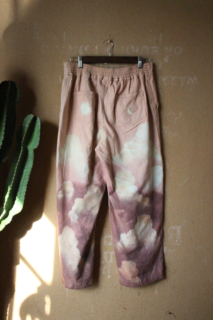 Medium/Large - Blush Cloudy Day Puddle Pants - Heavy duty 100% Cotton CAnvas - A Zhinh Original design pants - Regenerazhinh