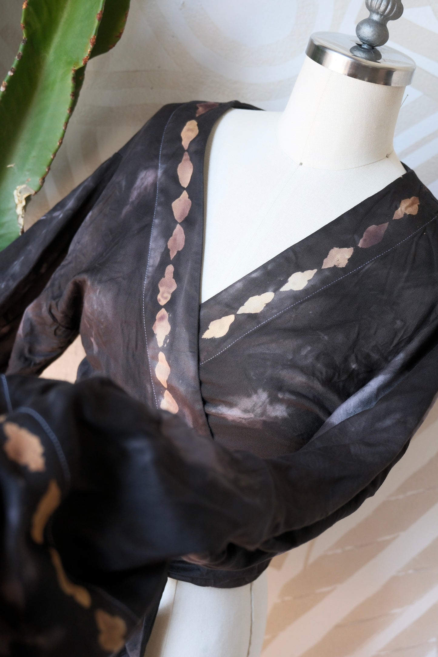 New! MTO- SMOKE Wrap Top- Lotus plant waste vegan Silk- Limited Series- Bell Sleeve Wrap