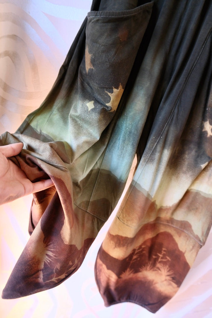 Fits S/M/L -  High Desert Landscape-  Parachute pants - made from 96 cotton 4 spnx