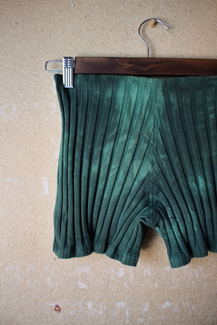 Restocked! Ready to Ship- Turquiose - Hand Dyed -Organic Cotton White Ribbed shorts -Zhinh Basics - Made from Ribbed Organic Cotton/ Spandex -  undergarment/ loungewear/ activeDeadstock fabric