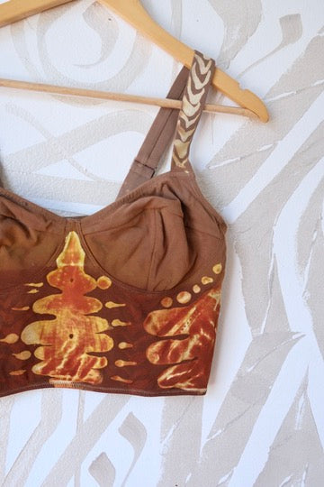 XL-Heat wave- Corset Tank Top - Handpainted OOAk Design- 91% organic cotton and 9% elastane
