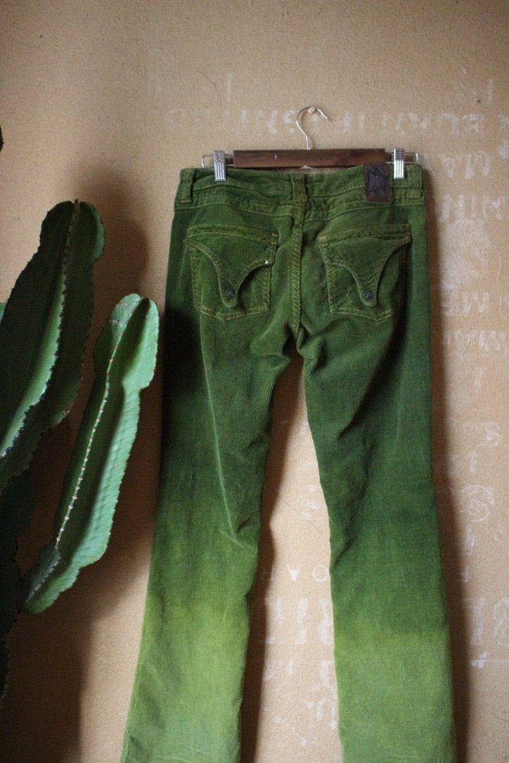 Size 4  -  Emerald Ombre  - 100% Cotton Cordurouy Pants - Low Riders