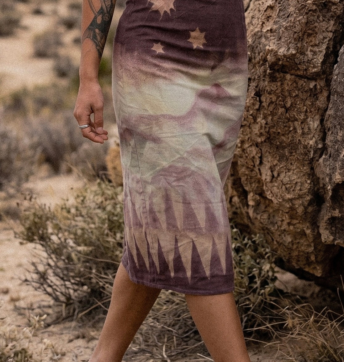 Mauve Mountains of Nurture- Tie Back Dress- Stretch -