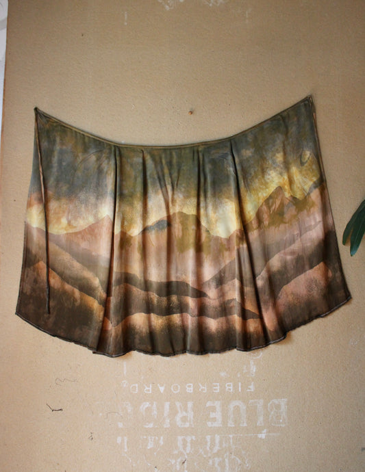 S/M - Harvest Mountains- Tapestry wrap skirt - Orange peel silk wrap skirt