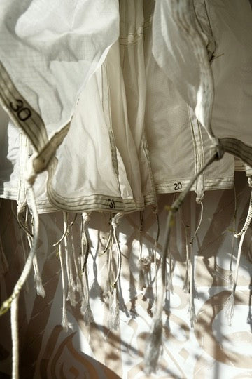 RARE White Vintage Army Parachute Maxi Skirt -Small - OOAK -RARE - Zipper