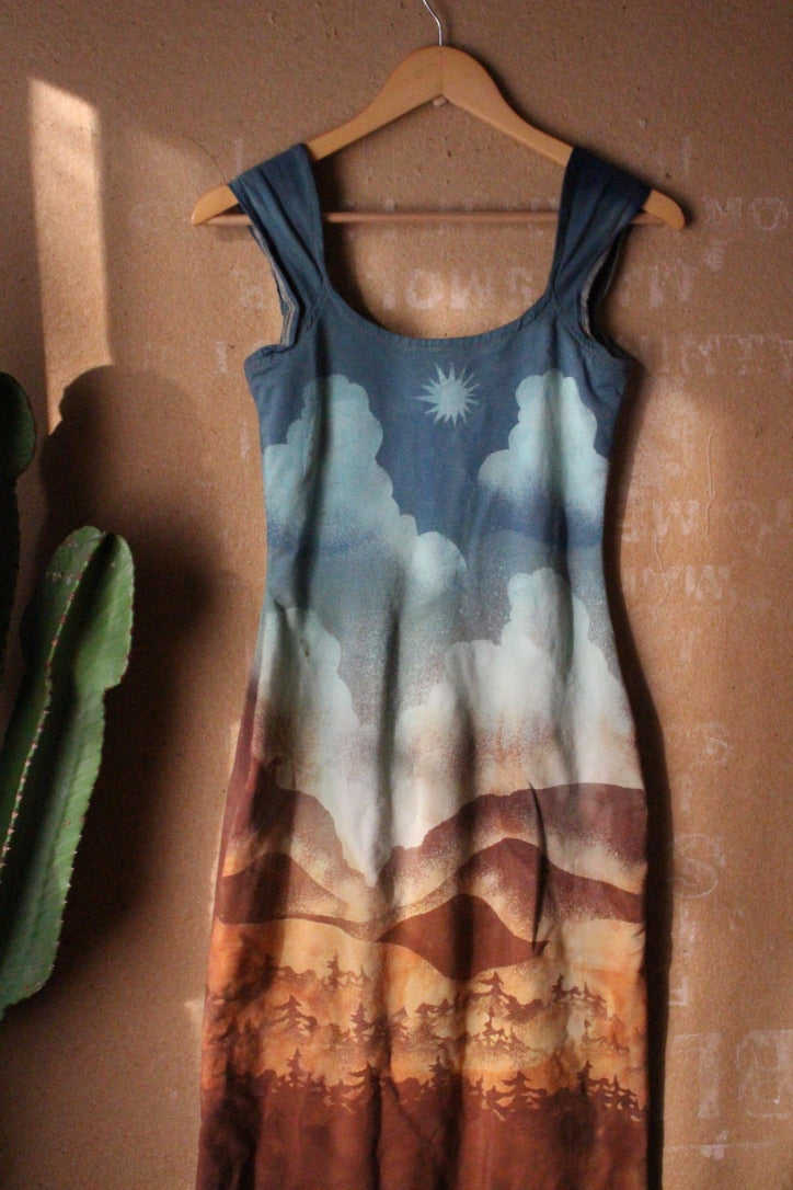 Small/Medium- OOAK Mountain hike - Basket Dress -94% Cotton 6% Cotton Heavy weight Thick Stretchy