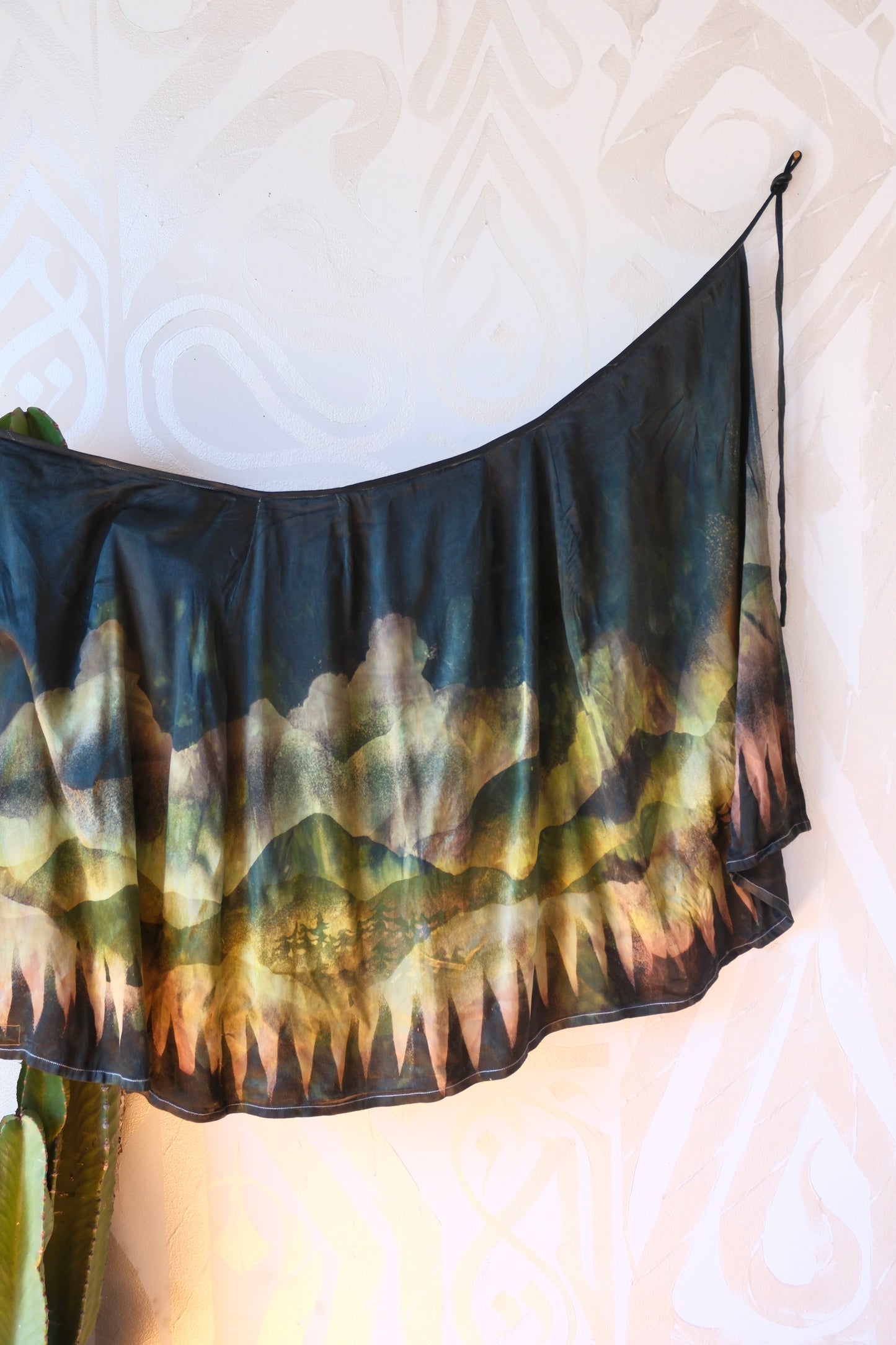 S/M - Mysteries of the Mountains - Tapestry Wrap Skirt- Orange Peel Waste Cellulose  vegan "silk"