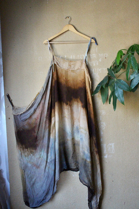 Free Size - Expanse Cover up Dress- 100% Dead stock Silk Chiffon - Hand dyed - Adjustable straps- winged-