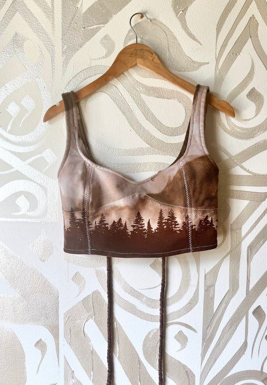 MTO slot - Mauve Dusty Blush pink Forest Corset Bustier Top - XS - XL