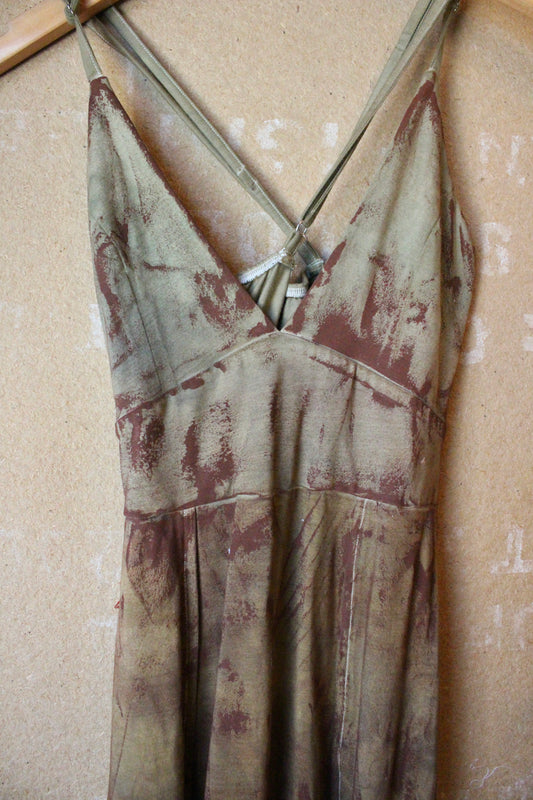 Small - OXIDATE Slit Dress 2- Made from Bamboo/Cotton/Spandex - Short length (dress for 5.5ft and shorter ) Hand painted - hand dyed & heat set (Copy)