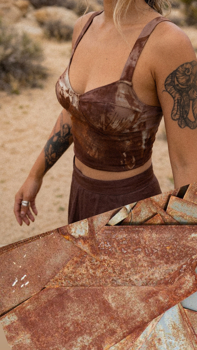 Small- OXIDATE- Rusty- Cotton Corset Bustier Pull over Tank Top- 90% Organic Cotton, 10% Elastane - 4 way stretch- OOAK