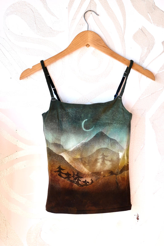 Small- Midnight Hike in the Pines- Cami Tank Top 1- 91% organic cotton and 9% elastane