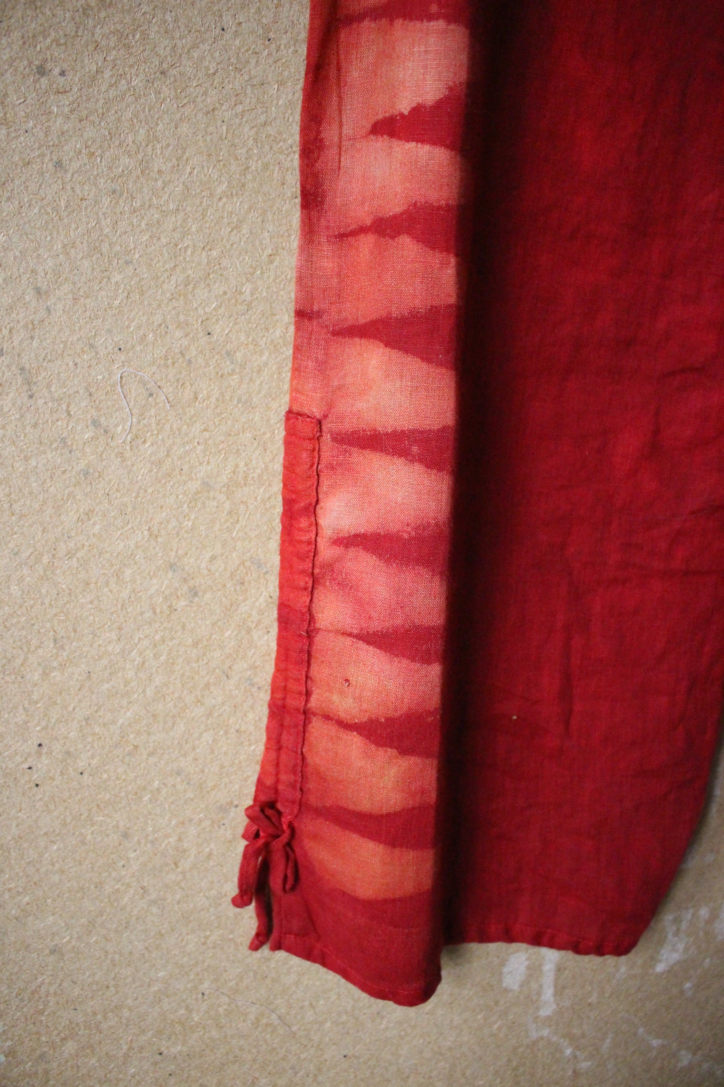 M/L - Red Mountains Pants -FLAX brand -100%  Linen - Upcycled - Drawstring cinch hem adjusters