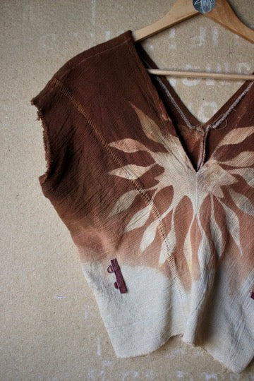 Solar Henka Top 1 - 100% Open weave novelty Cotton - (deadstock fabric) - slightly marked down for back dye mark