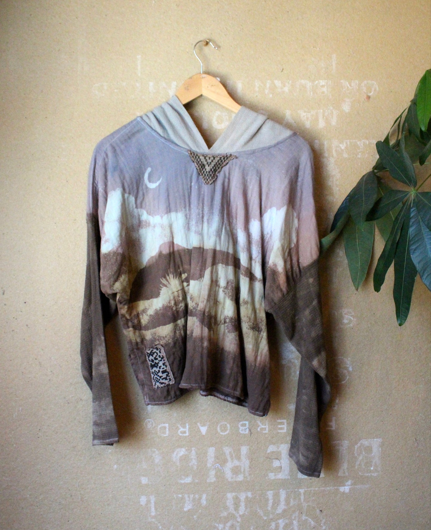 OOAK Small Hoodie Cover up Sweat shirt - Oversized hoodie 100% triple heavy thick weight cotton gauze with 100% open woven cotton