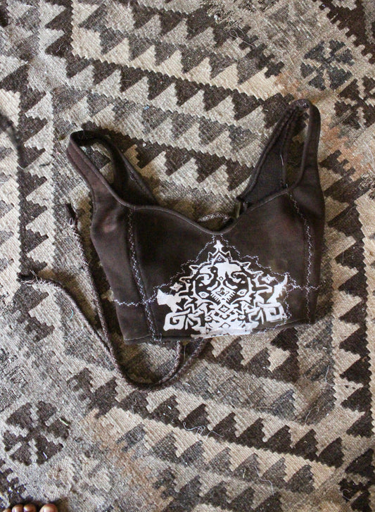 MTO slot -Simple/solid Dark Umber Brown Rugspells Sister Corset top XS - XL - Screen Printed - Inspired by Persian Rug