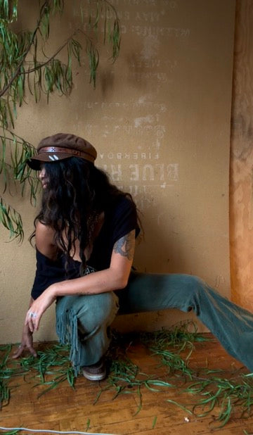 Newly Restocked! Agave -Ready To Ship - S/M/L/XL Chap Fringe Legging Semi Flares -Pants - Lounge/Yoga/Dancing/Festival wear -Made In LA, California - super soft - sturdy medium/heavy weight - 96% Cotton 4%Spandex