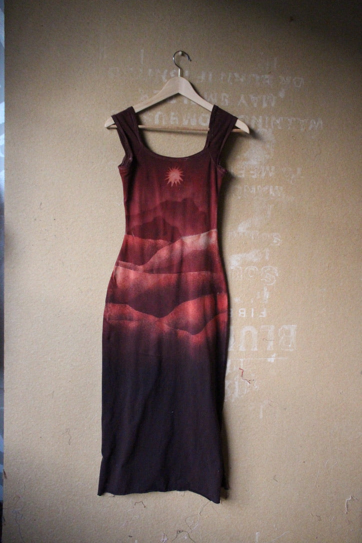 Small -OOAK OG Basket Dress - Charcoal Embers - Marked down for misplaced dye marks
