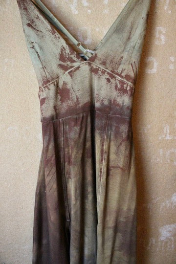 Small - OXIDATE Slit Dress 1- Made from Bamboo/Cotton/Spandex - Short length (dress for 5.5ft and shorter ) Hand painted - hand dyed & heat set
