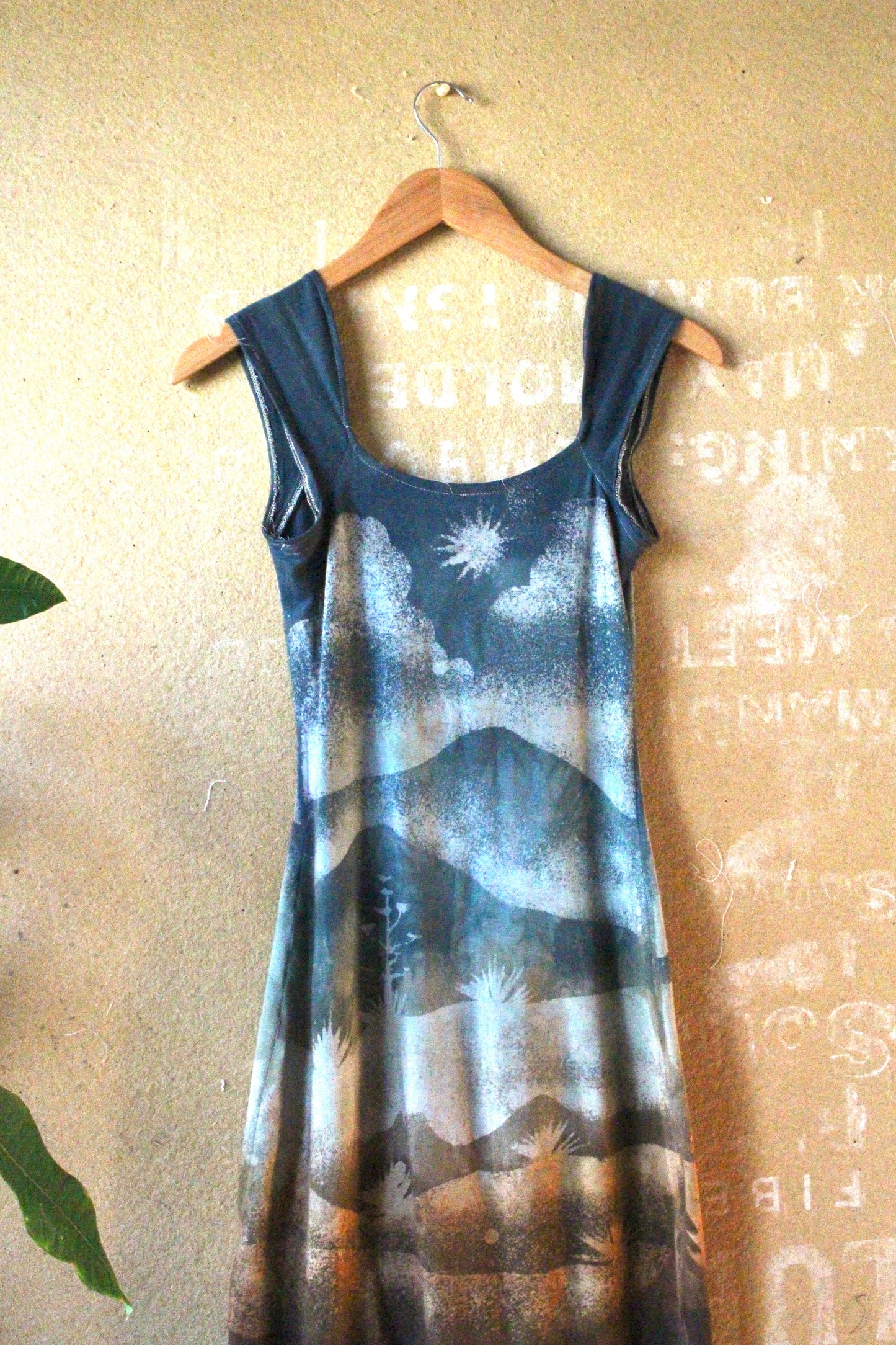 New! Small -Poly Chrome Settings Basket DRESS - An ode to the past- 96%cotton 4% Spandex- Stretchy - hand dyed - stenciled
