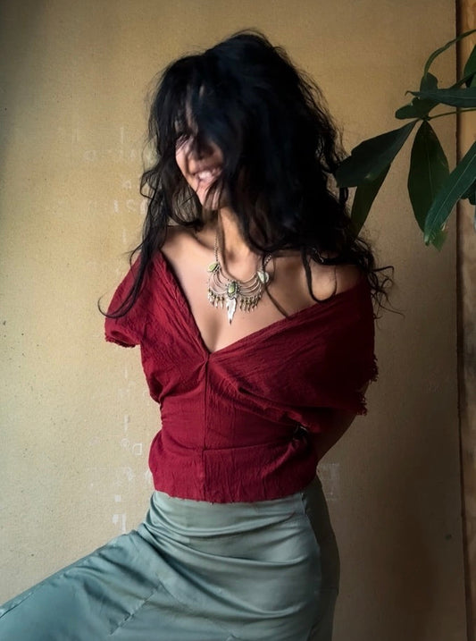 MTO(Made to Order) - The Great Bleed - Henka Top - Organic Rain fed hand woven Kala Cotton- Hand dyed (Copy)