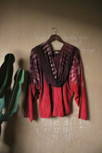 Medium - Embers LunaDala - Mountainous hood -Slouchy Long sleeve Hoodie  - Oversized Hoodie - 100% Triiple Layered heavy weight oRganic cotton Gauze - Warm - Cotton open weave sleeves and hood