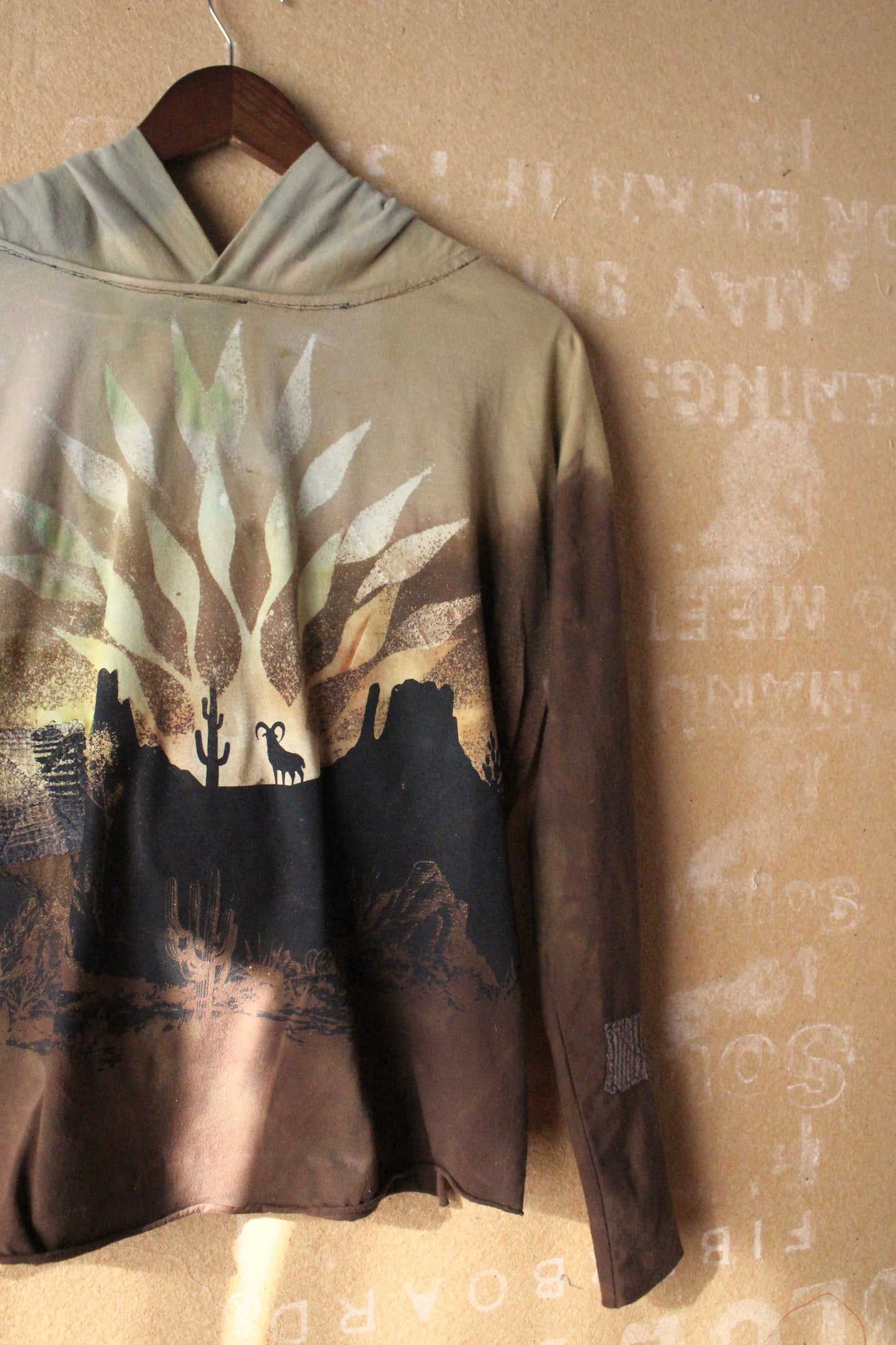 Small/Medium - -OOAK Grand Risings on the Canyon -Oversized Hood Hoodie Long sleeve Shirt - Soft- 100% Cotton - Deadstock fabric - Regenera-zhinh