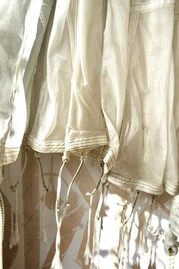 RARE White Vintage Army Parachute Maxi Skirt -Small - OOAK -RARE - Zipper